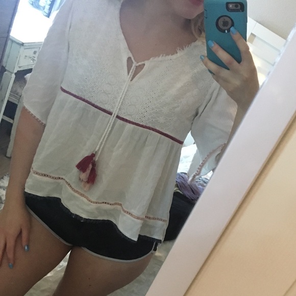 3 for 15! Knox Rose Bohemian Top with Tassels - Picture 3 of 4